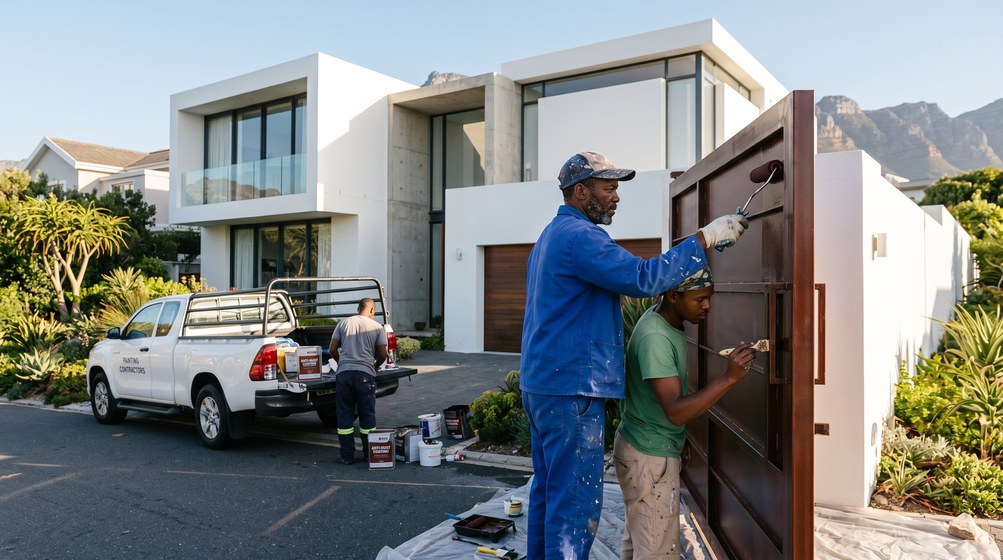 Professional anti-rust coating team applying rust protection to a metal gate in Knysna